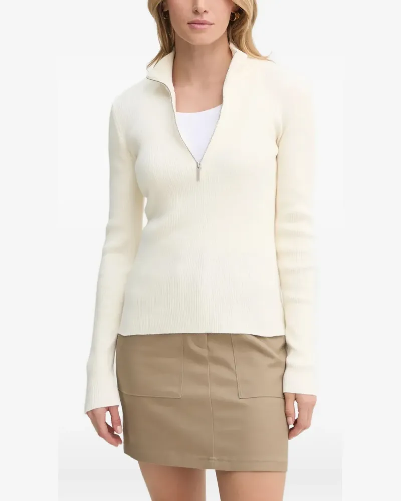 Gestuz Gerippter Pullover mit Reißverschluss - Weiß Weiß