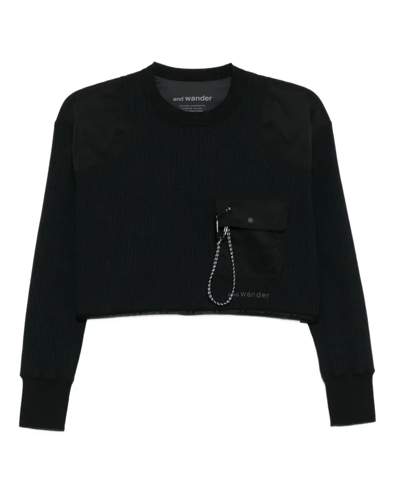 and wander PE T-Shirt mit Waffeloptik - Schwarz Schwarz