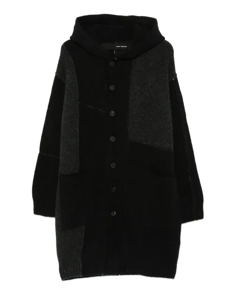 Isabel Benenato Langer Cardigan mit Kapuze - Schwarz Schwarz