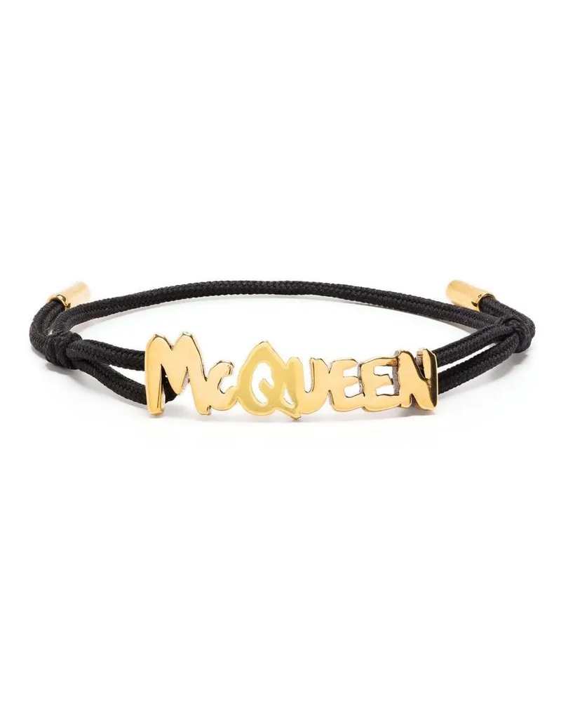 Alexander McQueen Verstellbares Armband mit Logo - Schwarz Schwarz
