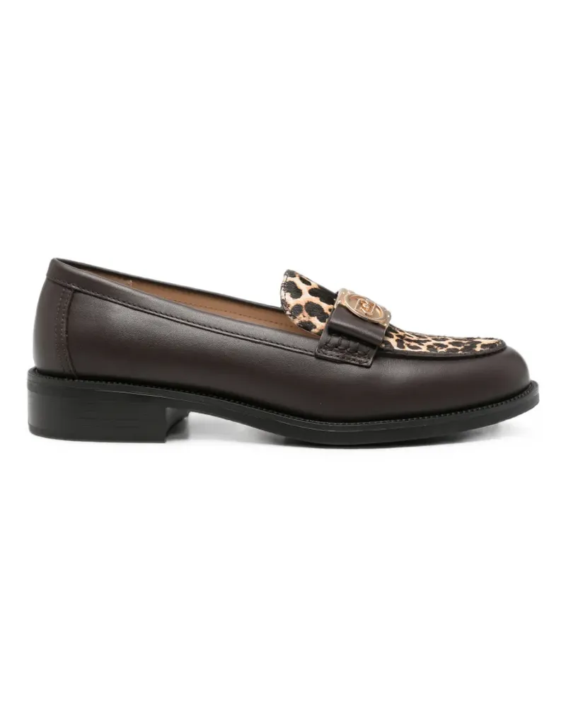Liu Jo leopard-print logo-plaque loafers - Braun Braun