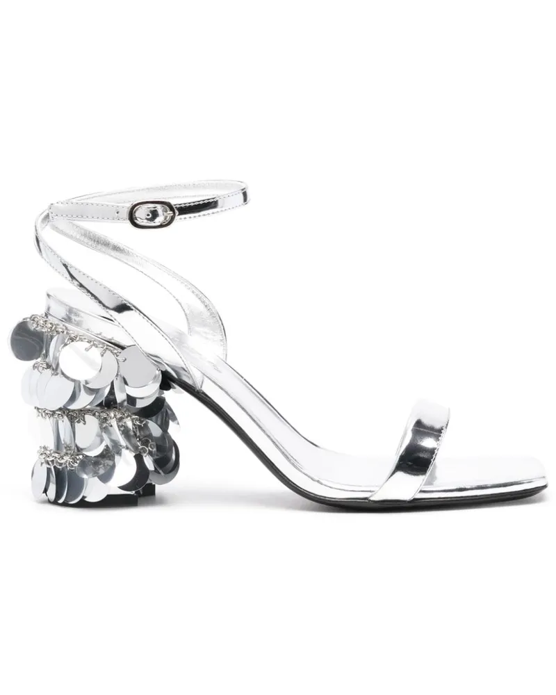 Paco Rabanne Sandalen mit Pailletten 95mm - Silber Silber