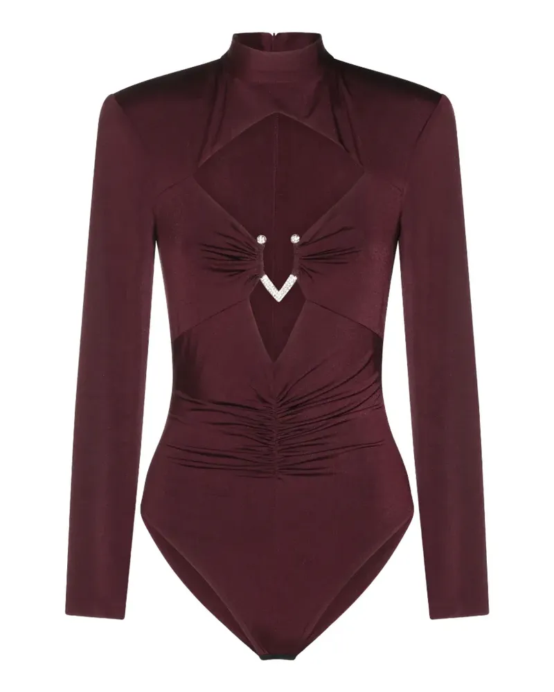 NISSA cut-out crystal-embellished bodysuit - Rot Rot