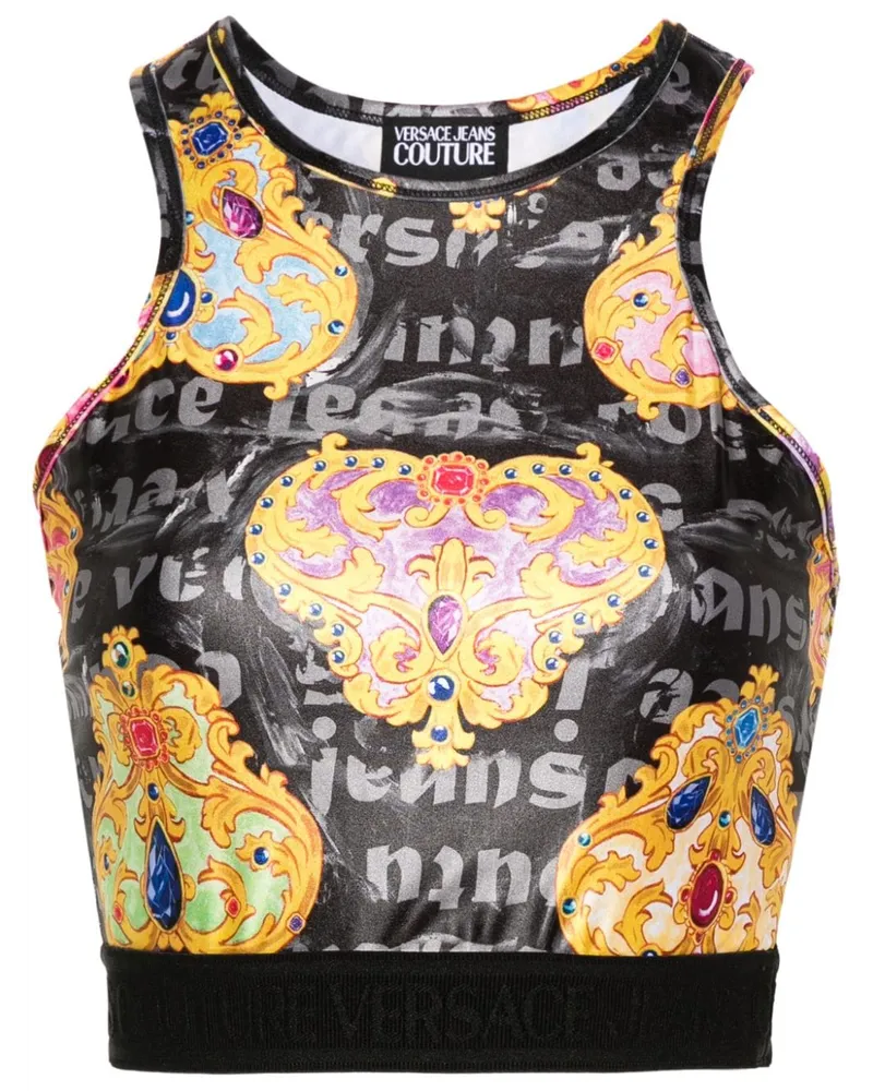 Versace Jeans Cropped-Top mit Print - Schwarz Schwarz