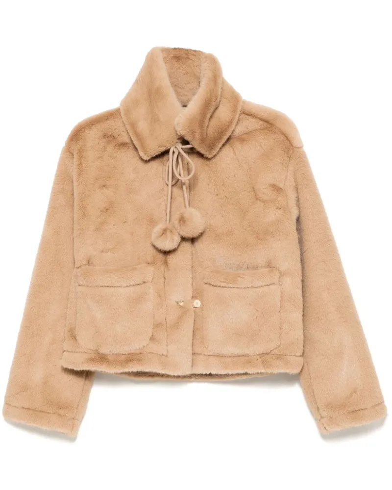 b+ab Jacke aus Faux Fur - Nude Nude