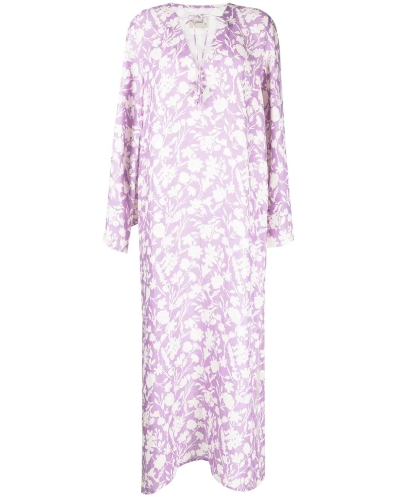 Bambah Kaftan mit Blumen-Print - Violett Violett