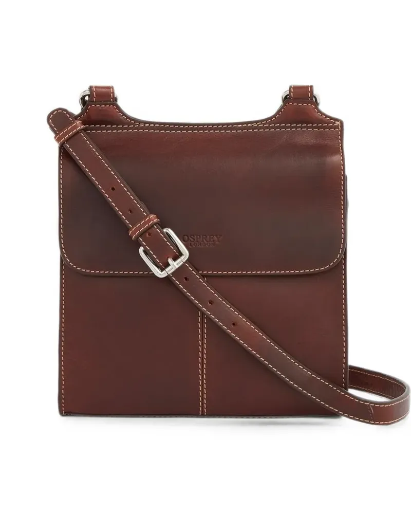 Osprey The Narissa topstitched leather crossbody bag - Braun Braun
