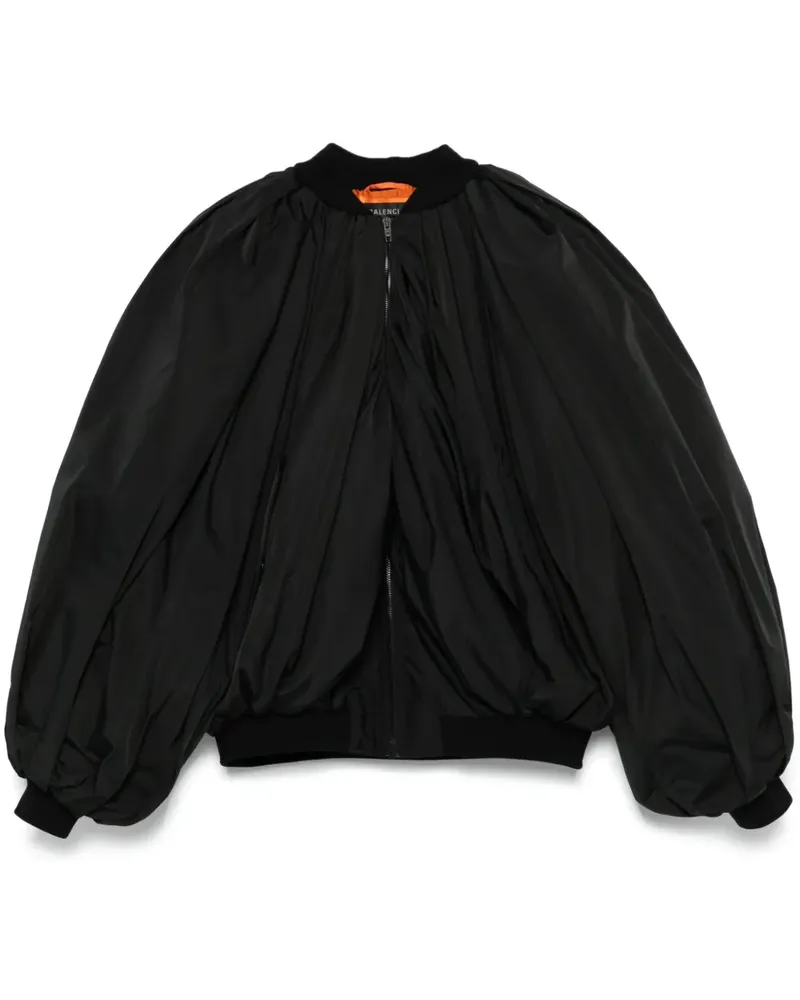 Balenciaga Drapierte Bomberjacke - Schwarz Schwarz
