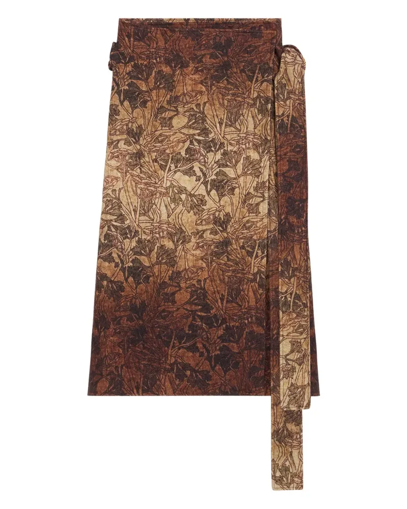 Pierre-Louis Mascia Gewickelter Midirock mit Print - Braun Braun