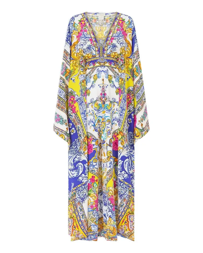 Camilla España nirvana waist-detail long kaftan - Weiß Weiß
