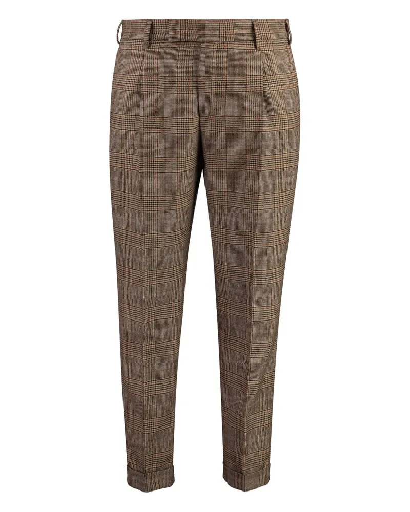 PT TORINO Karierte Hose mit Bundfalten - Braun Braun