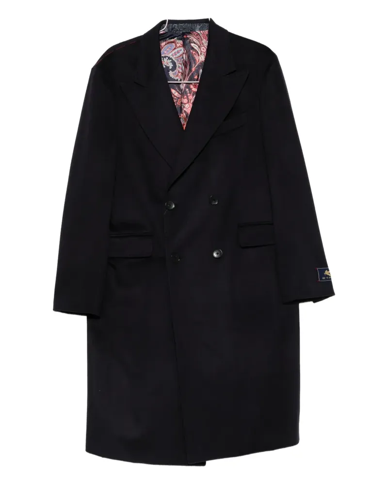 Etro Doppelreihiger Mantel mit Paisley-Futter - Blau Blau