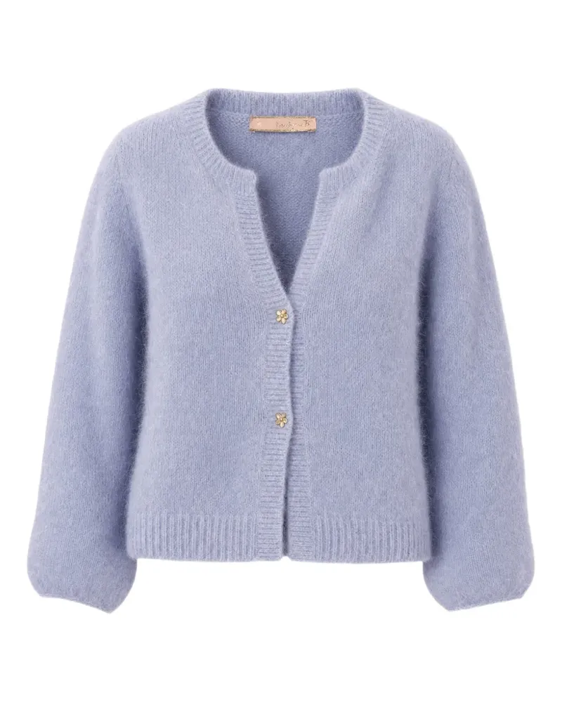 Kristina Ti Cardigan mit Blumenknöpfen - Blau Blau