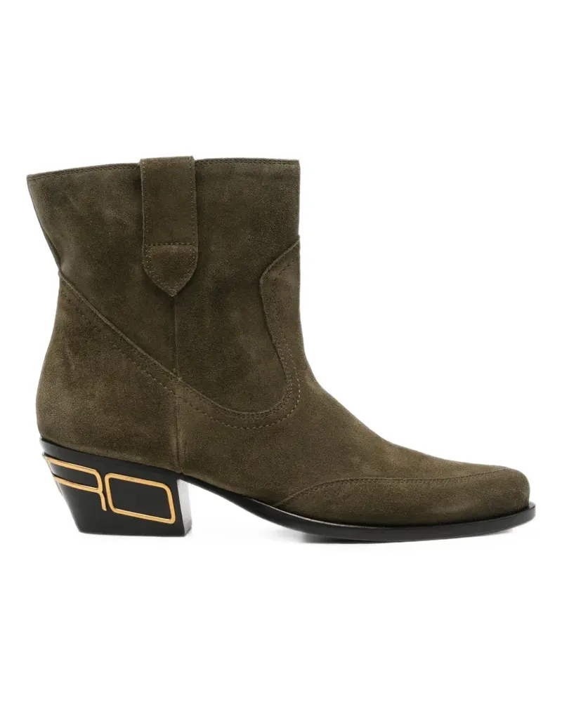 Etro pointed-toe logo-plaque boots - Grün Grün