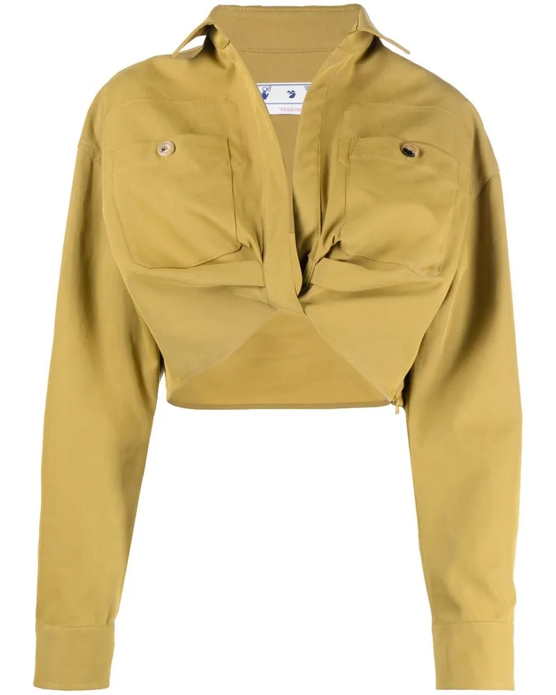 OFF-WHITE Cropped-Hemd mit Cargotaschen - Grün Grün