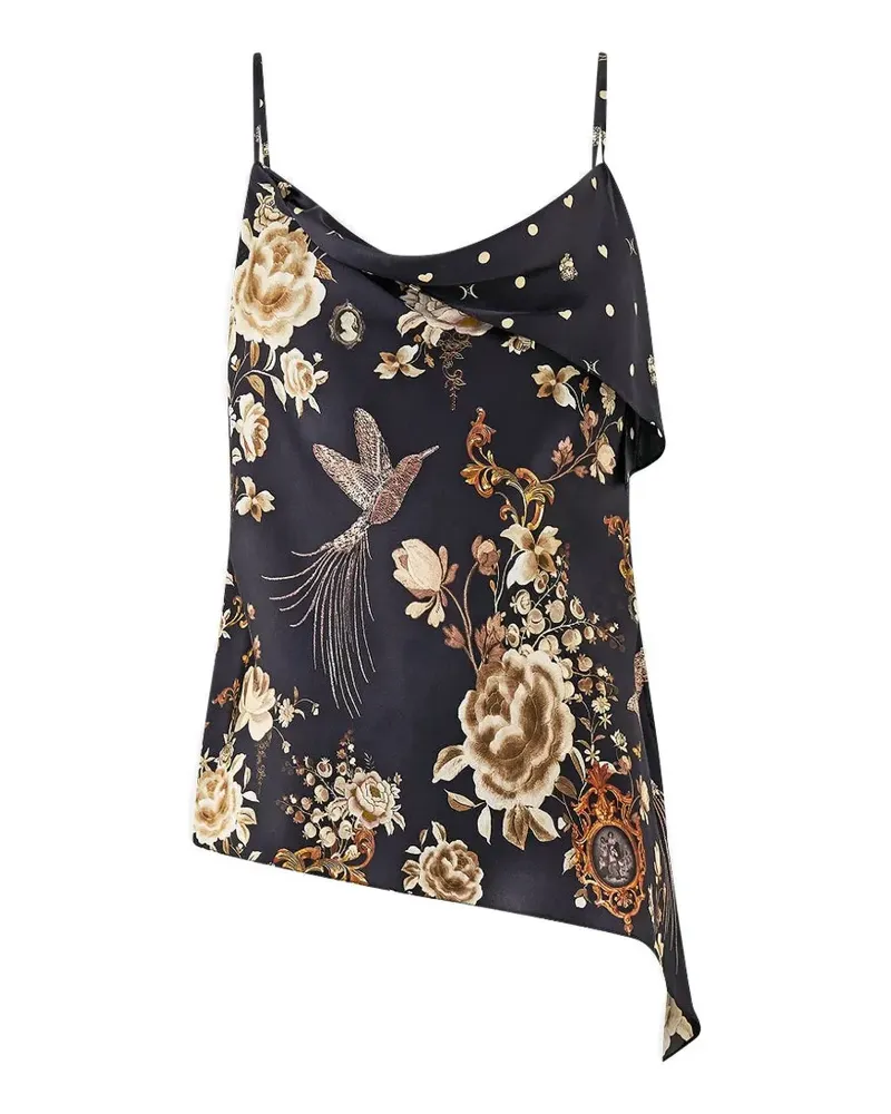 Camilla asymmetric draped top - Schwarz Schwarz