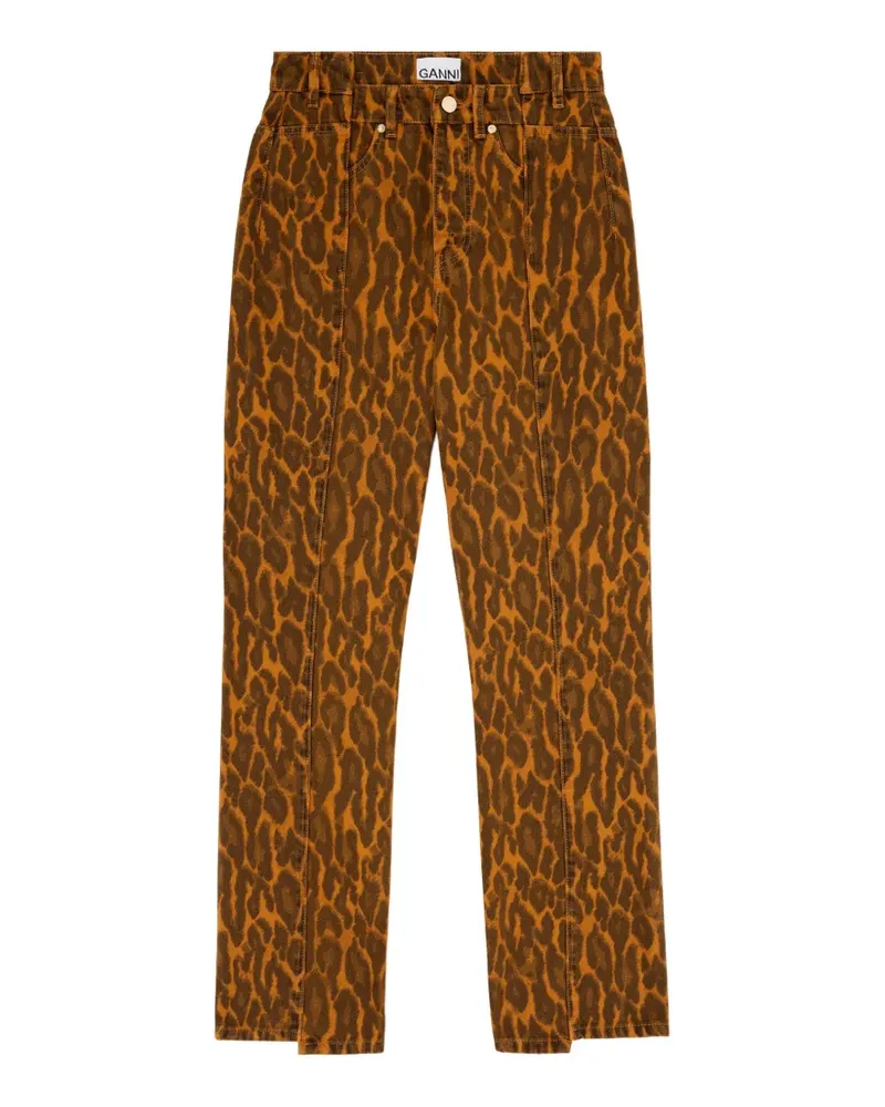Ganni Fold Jeans aus Leopardenjeans - Braun Braun