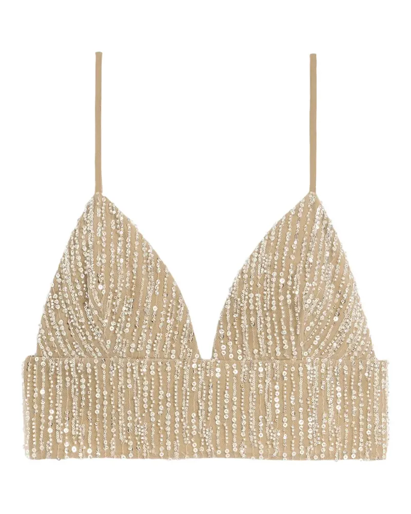 AMI Paris Cropped-Top mit Pailletten-Stickerei - Nude Nude