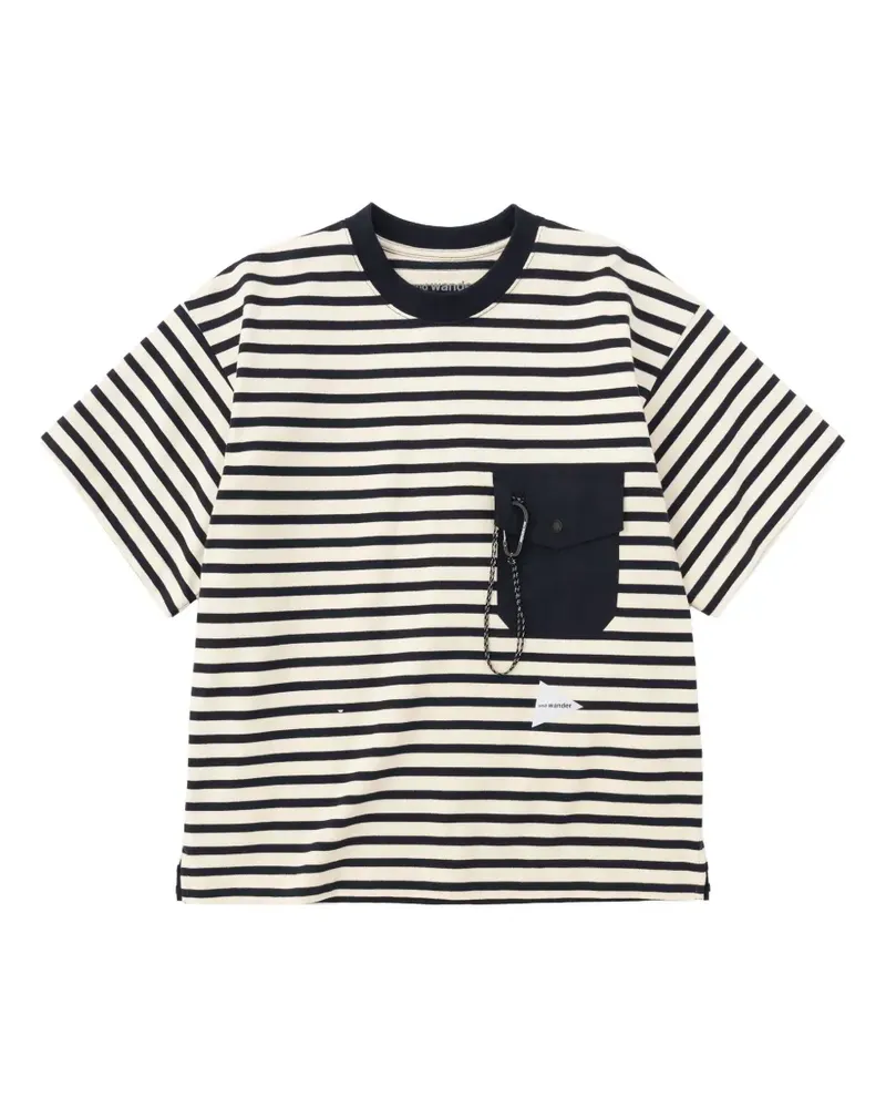 and wander x Orcival striped pocket T-shirt - Blau Blau