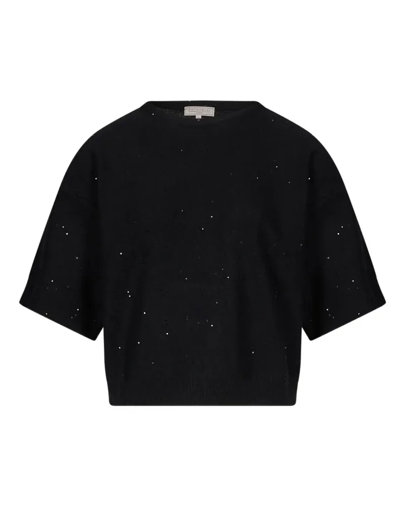 Antonelli Firenze sequin-embellished short-sleeve sweater - Schwarz Schwarz