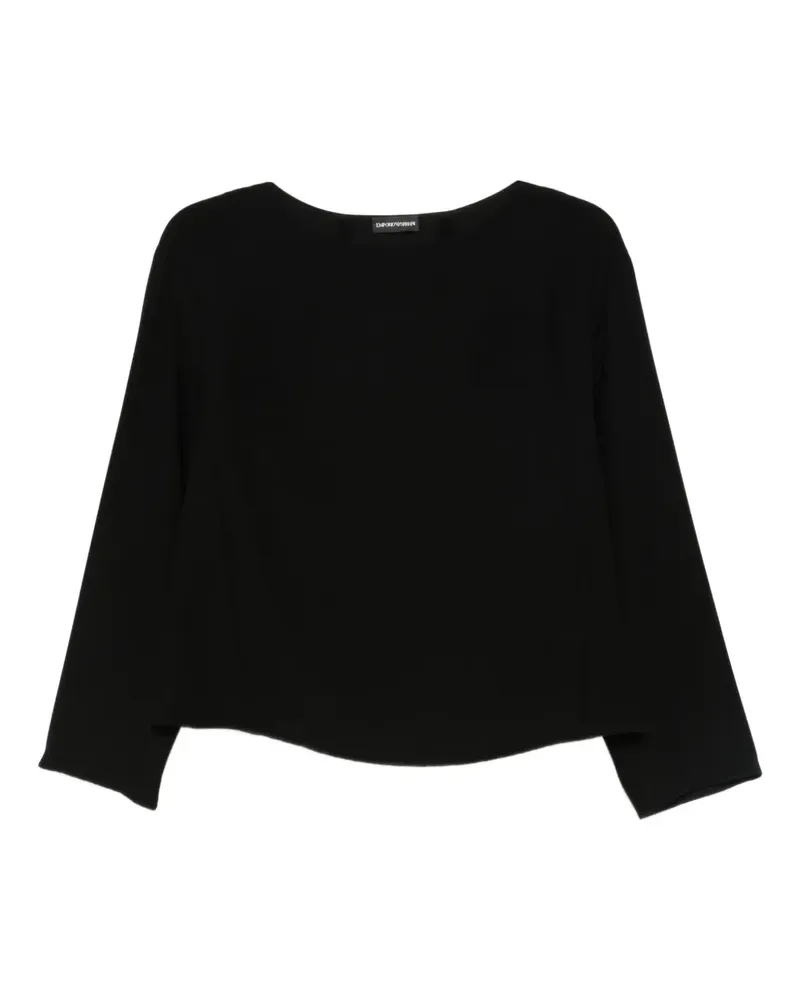Emporio Armani Cropped-Oberteil mit Dreiviertelärmeln - Schwarz Schwarz