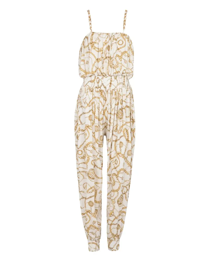 Balmain Jumpsuit mit grafischem Print - Weiß Weiß