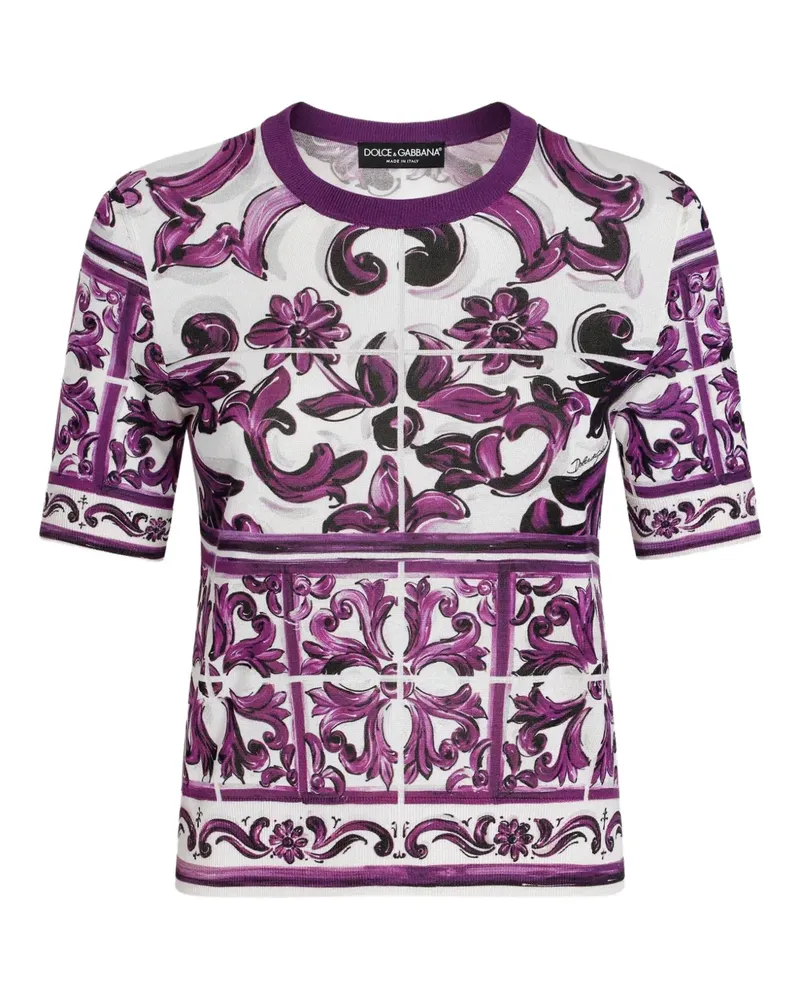 Dolce & Gabbana T-Shirt mit Majolica-Print - Weiß Weiß