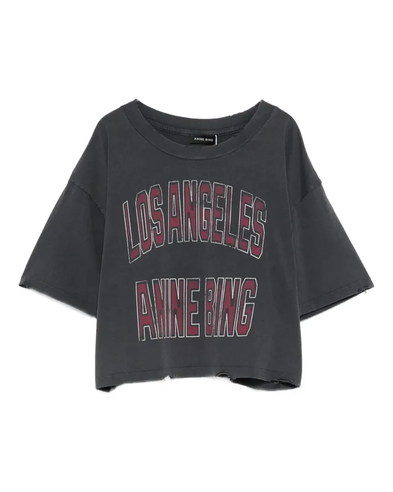 Anine Bing Cropped-T-Shirt mit Print - Grau Grau