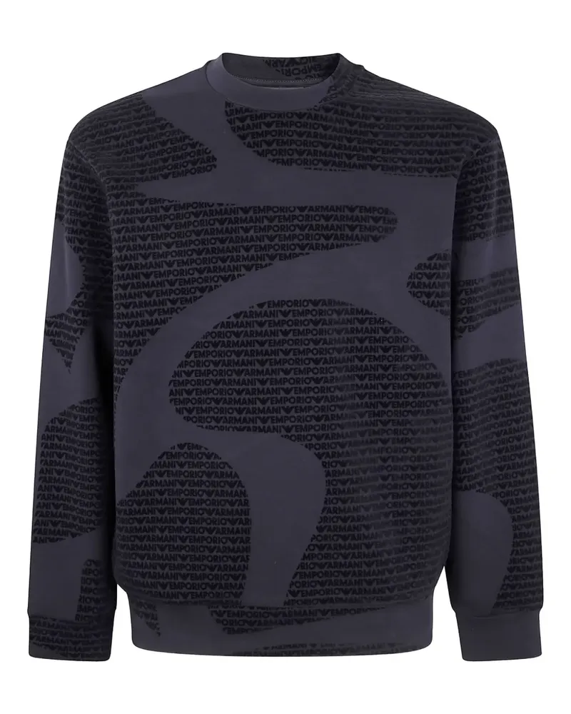 Emporio Armani logo-pattern crew neck sweatshirt - Schwarz Schwarz