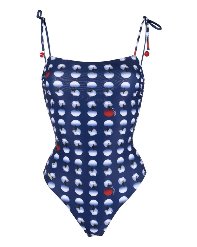 Kiton Gepunkteter Badeanzug - Blau Blau