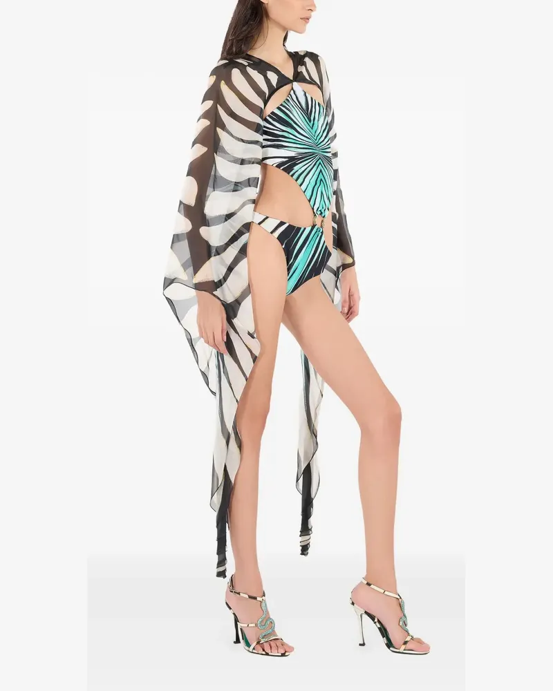 Roberto Cavalli Transparenter Kaftan mit Ray of Sea-Print - Blau Blau