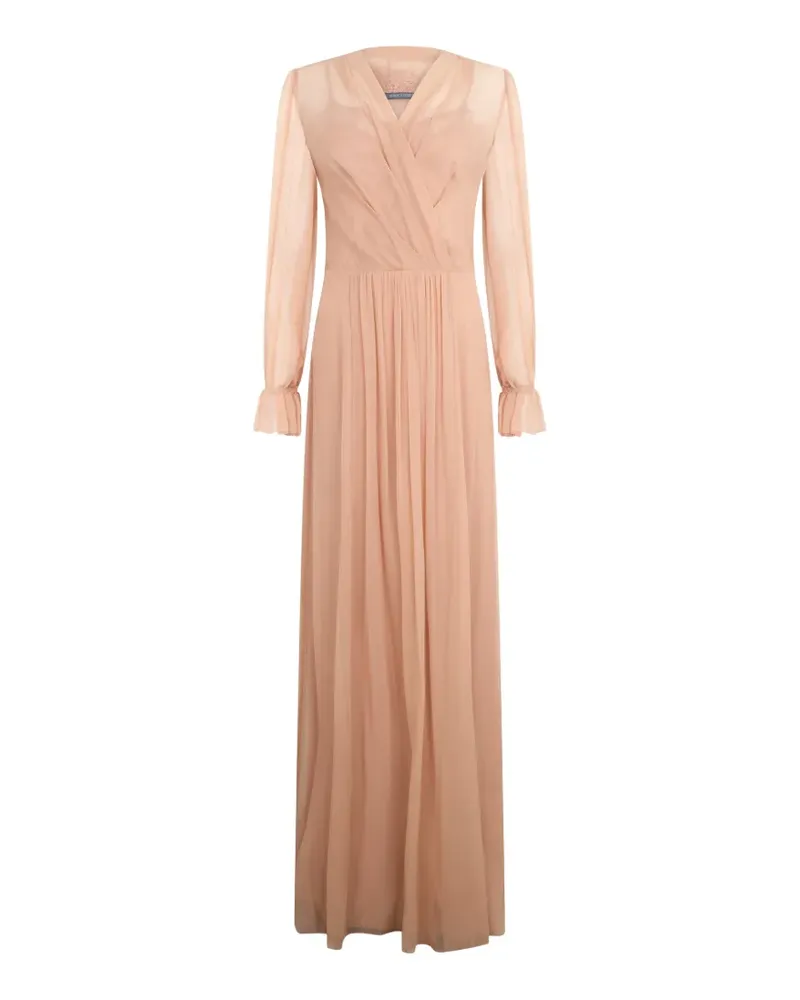 Alberta Ferretti Maxikleid mit transparenten Ärmeln - Nude Nude