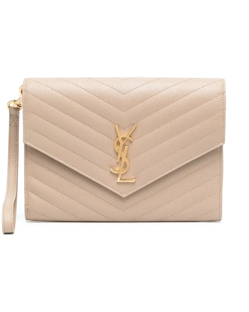 Saint Laurent Gesteppte Monogram Clutch - Nude Nude