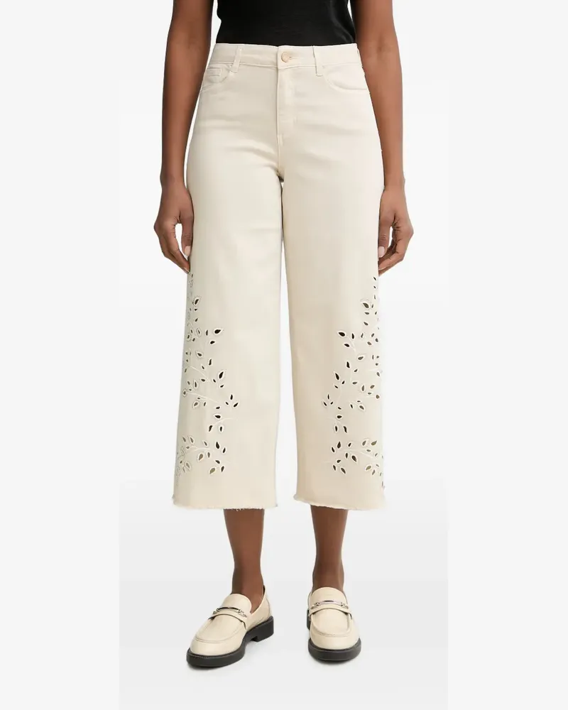 Joseph Ribkoff Jeans mit Lochstickerei und ausgefranstem Saum - Nude Nude