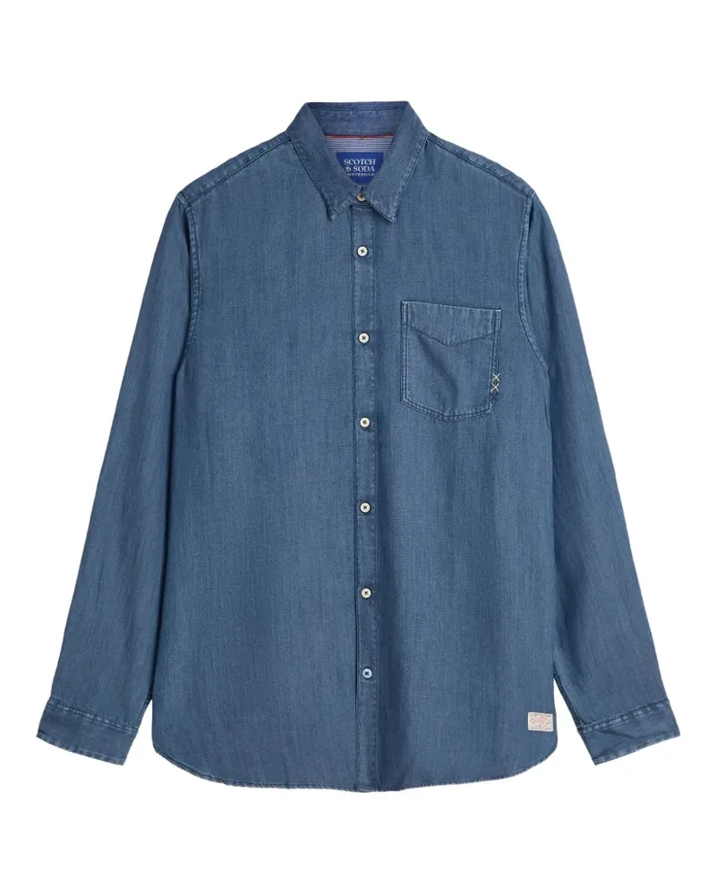 Scotch&Soda washed-effect chest-pocket shirt - Blau Blau