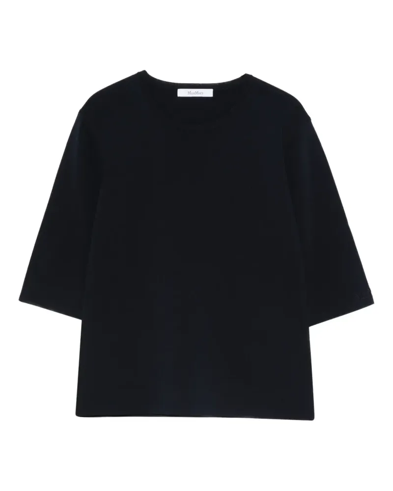 Max Mara Kurzärmeliges Mapfaida Oberteil mit rundem Ausschnitt - Blau Blau