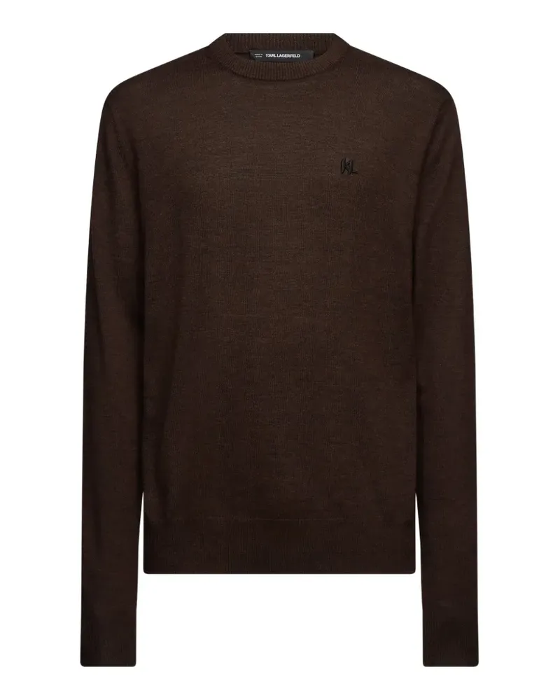 Karl Lagerfeld Pullover aus Merinowolle mit Rundhalsausschnitt - Braun Braun