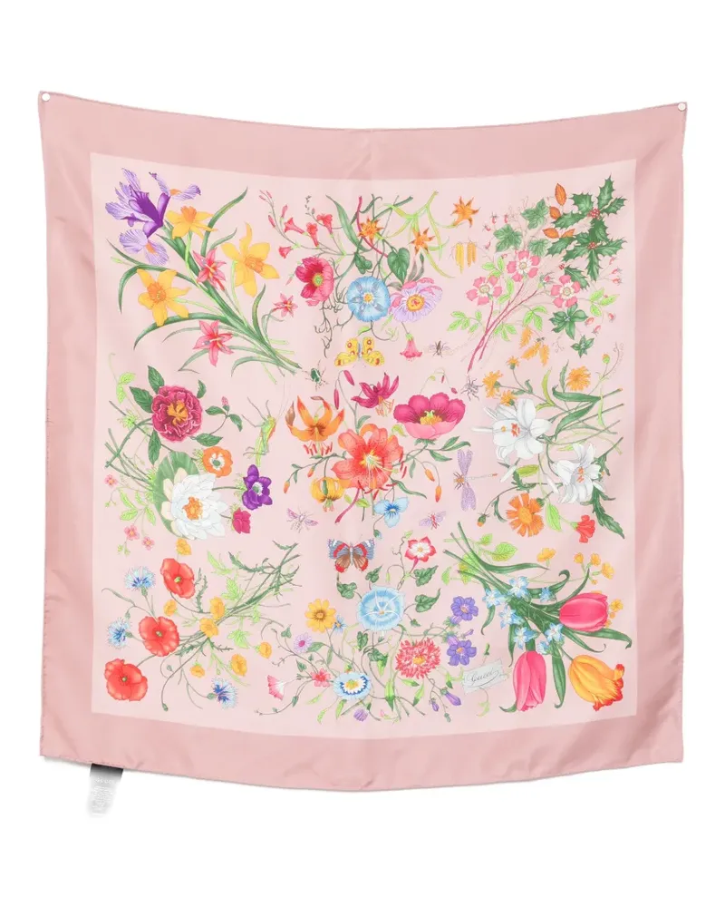 Gucci Flora-print silk scarf - Rosa Rosa