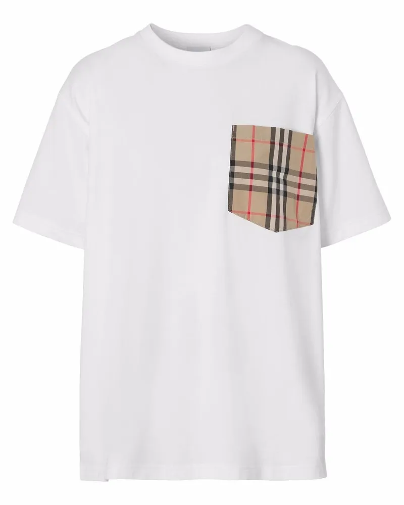 Burberry T-Shirt mit Vintage-Check Weiß