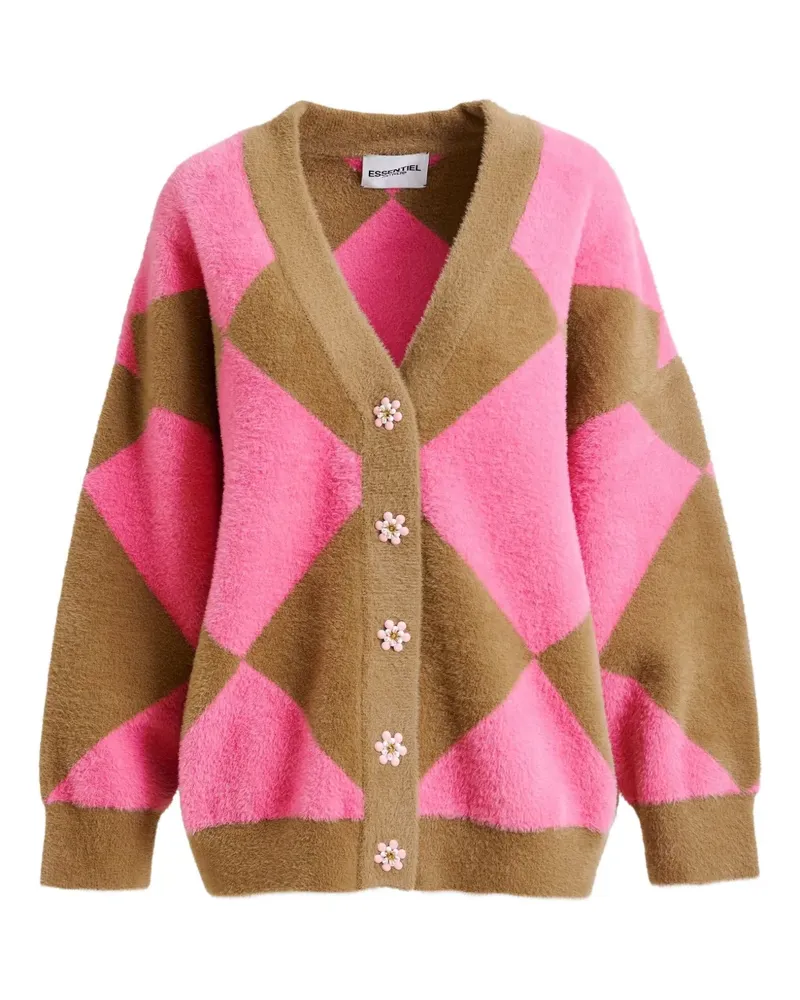 Essentiel IWho Cardigan mit Rautenmuster - Rosa Rosa