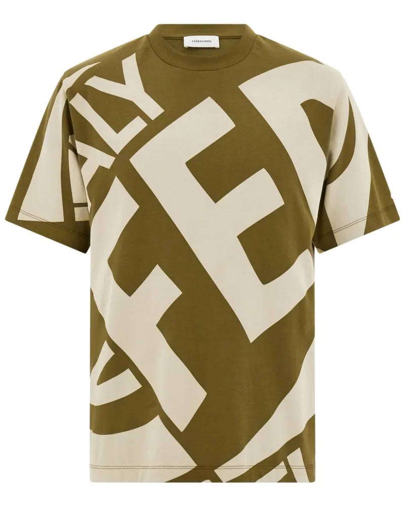 Ferragamo T-Shirt mit grafischem Print - Grün Grün
