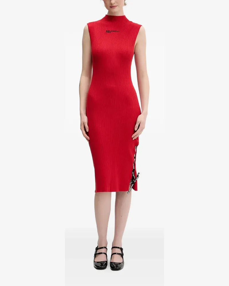 Karl Lagerfeld lace-up rib midi dress - Rot Rot