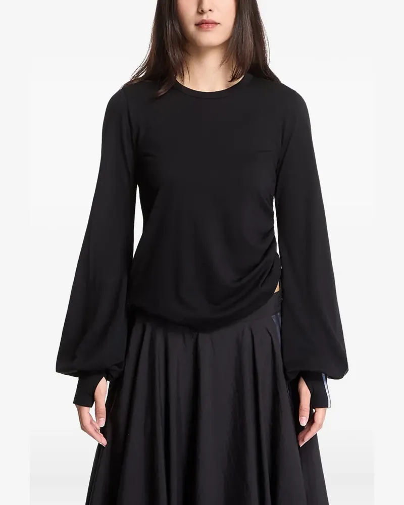 Y-3 cinched drape long-sleeve top - Schwarz Schwarz