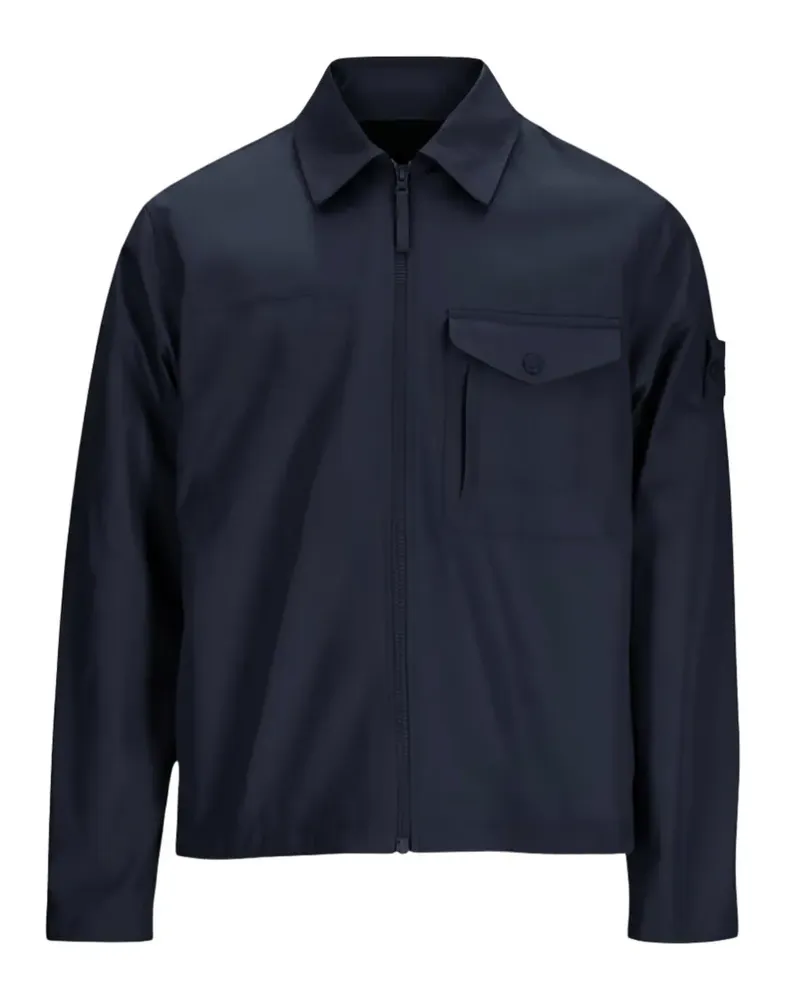 Stone Island Hemdjacke mit Logo-Patch - Blau Blau