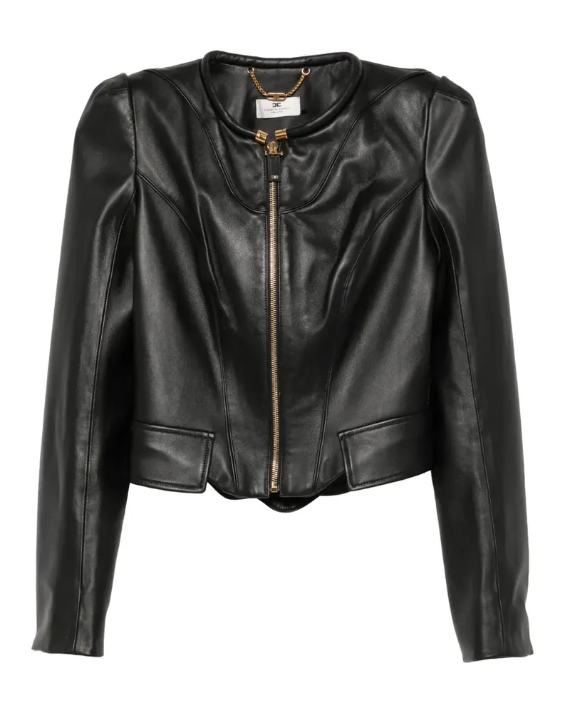 Elisabetta Franchi Bikerjacke mit Schößchen - Schwarz Schwarz
