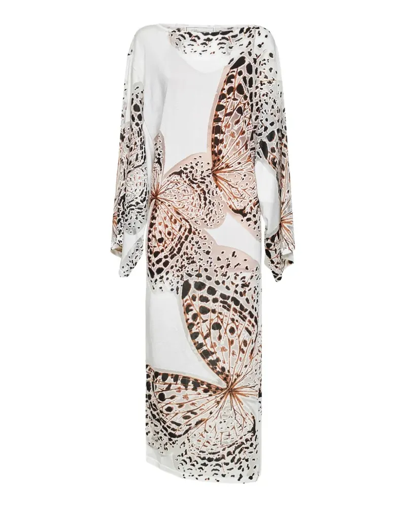 Blumarine butterfly-print shift dress - Weiß Weiß