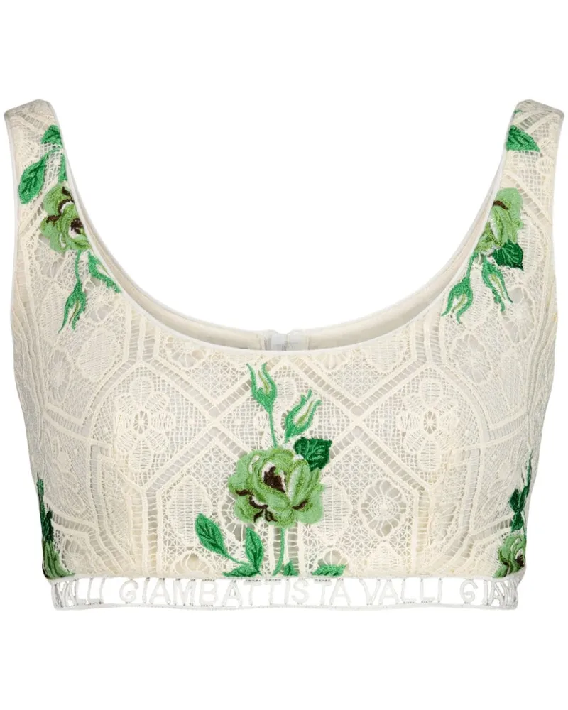 Giambattista Valli Pensées Sauvages Cropped-Top Weiß