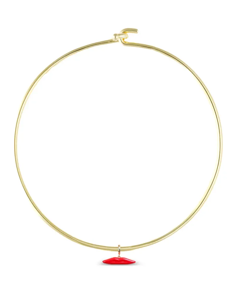 Eshvi Halskette mit roten Lippen - Gold Gold