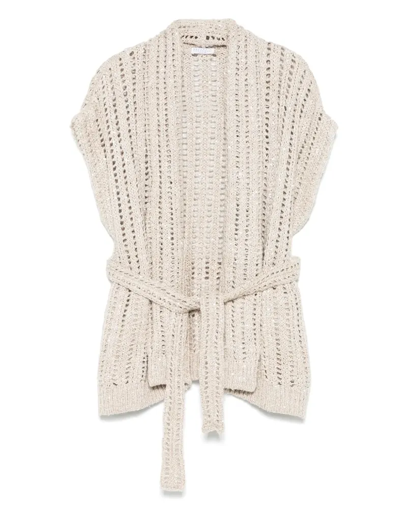 Brunello Cucinelli Wickelcardigan mit Gürtel - Nude Nude