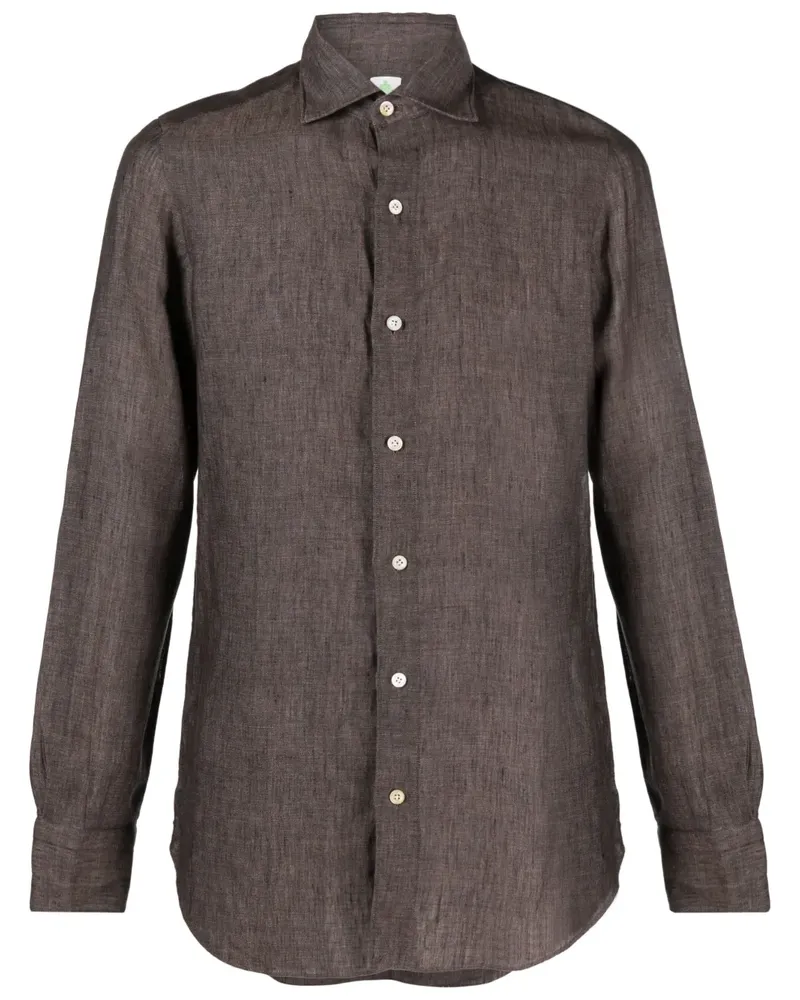 Finamore 1925 Meliertes Hemd aus Leinen - Braun Braun